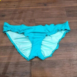 Victoria’s Secret Bikini Bottom Swim Bathing Ruffle Teal Green Blue S